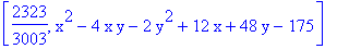 [2323/3003, x^2-4*x*y-2*y^2+12*x+48*y-175]